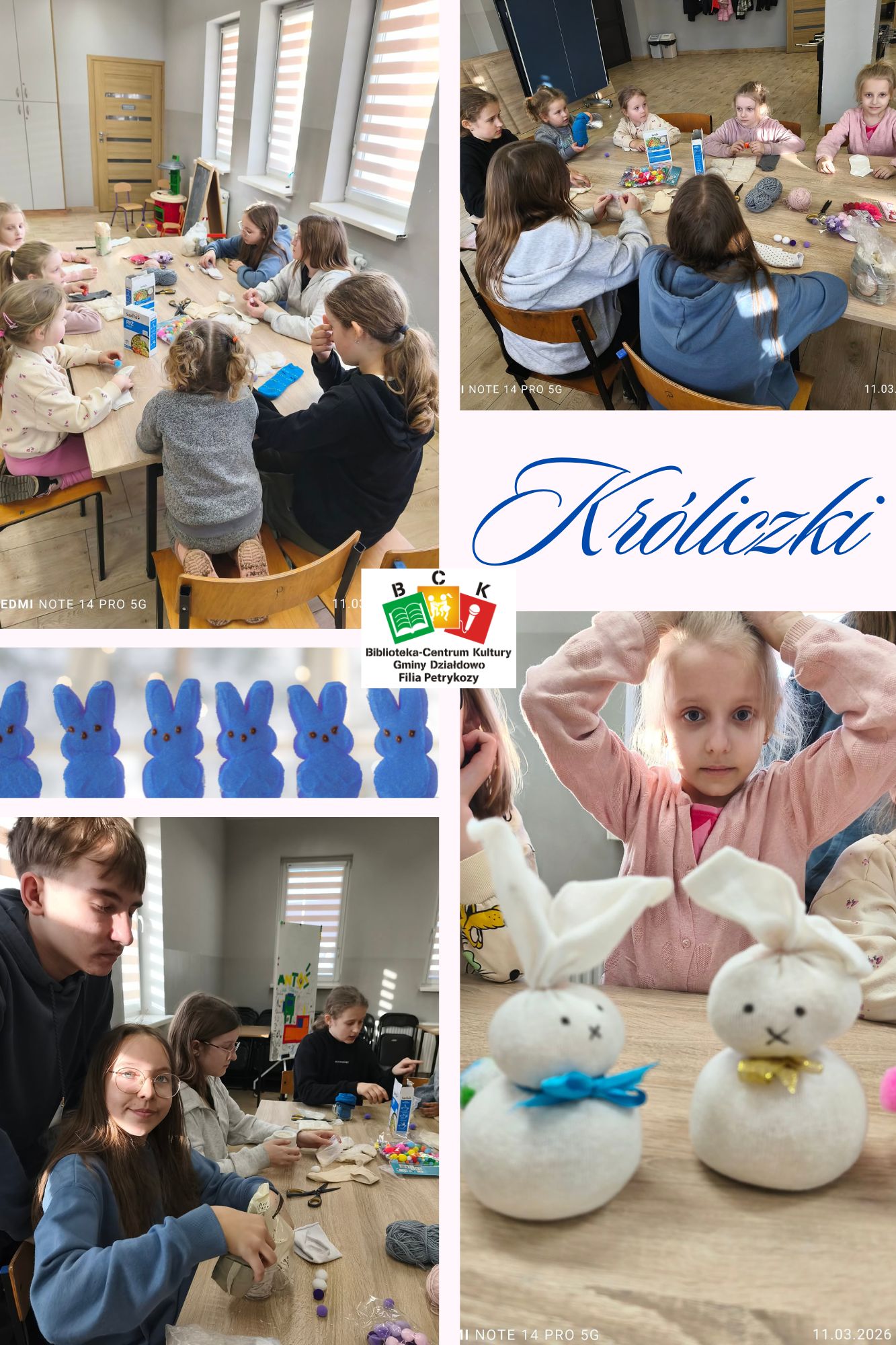 Króliczki w bibliotece w Petrykozach