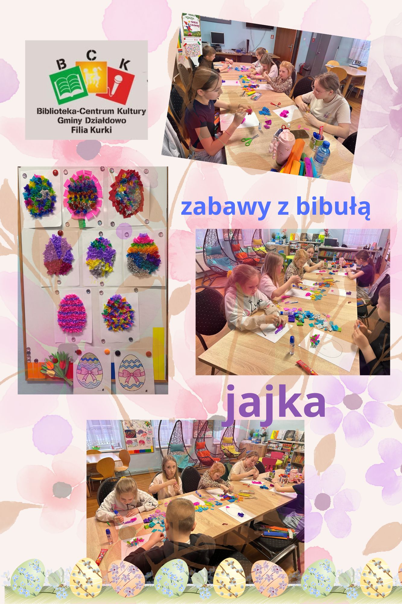 Warsztaty plastyczne w bibliotece w Kurkach