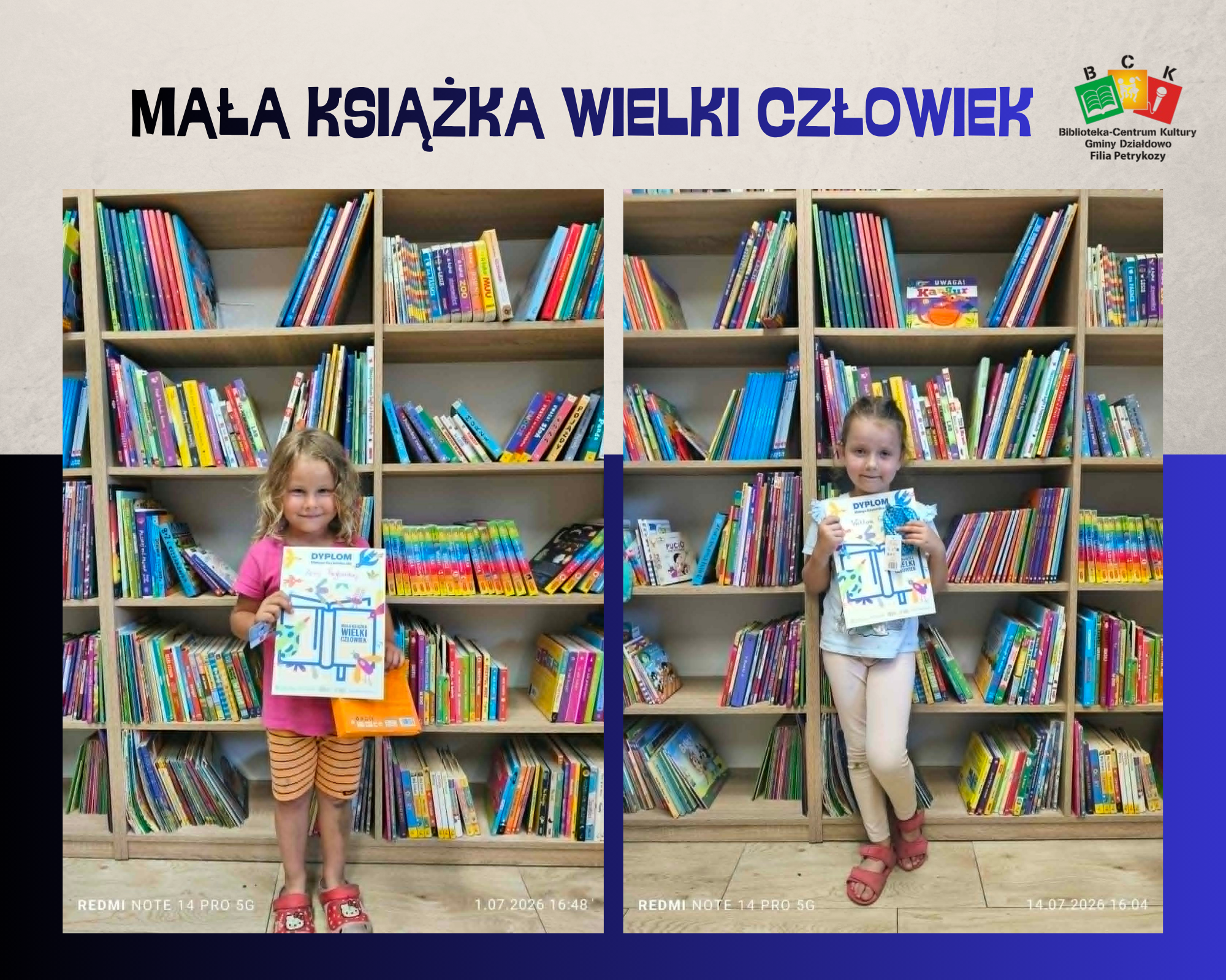Mały czytelnik w bibliotece w Petrykozach