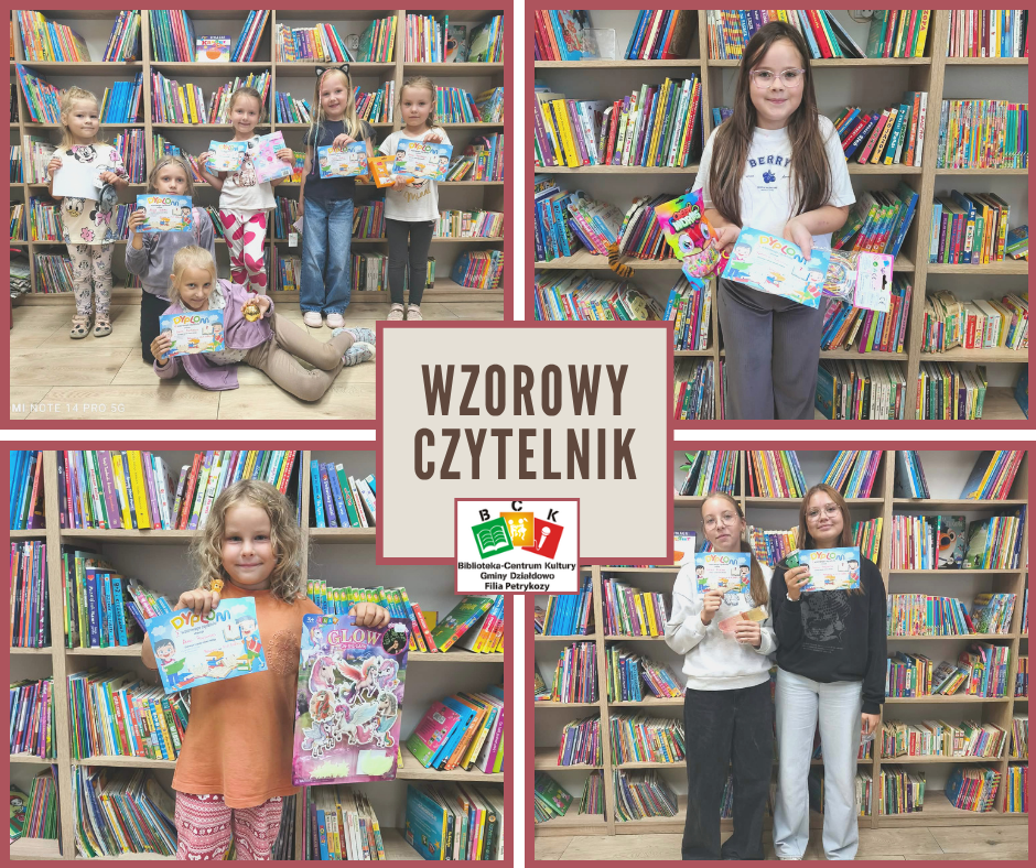 Wzorowy czytelnik w bibliotece w Petrykozach